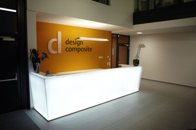 AIR-board satin opal honeycomb panel reception desk