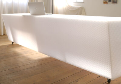 clear-PEP satin opal reception desk