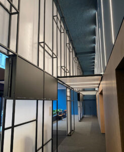 backlit acoustic cladding structures using AIR-board Acoustic translucent honeycomb panels