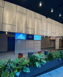 backlit acoustic cladding structures using AIR-board Acoustic translucent honeycomb panels