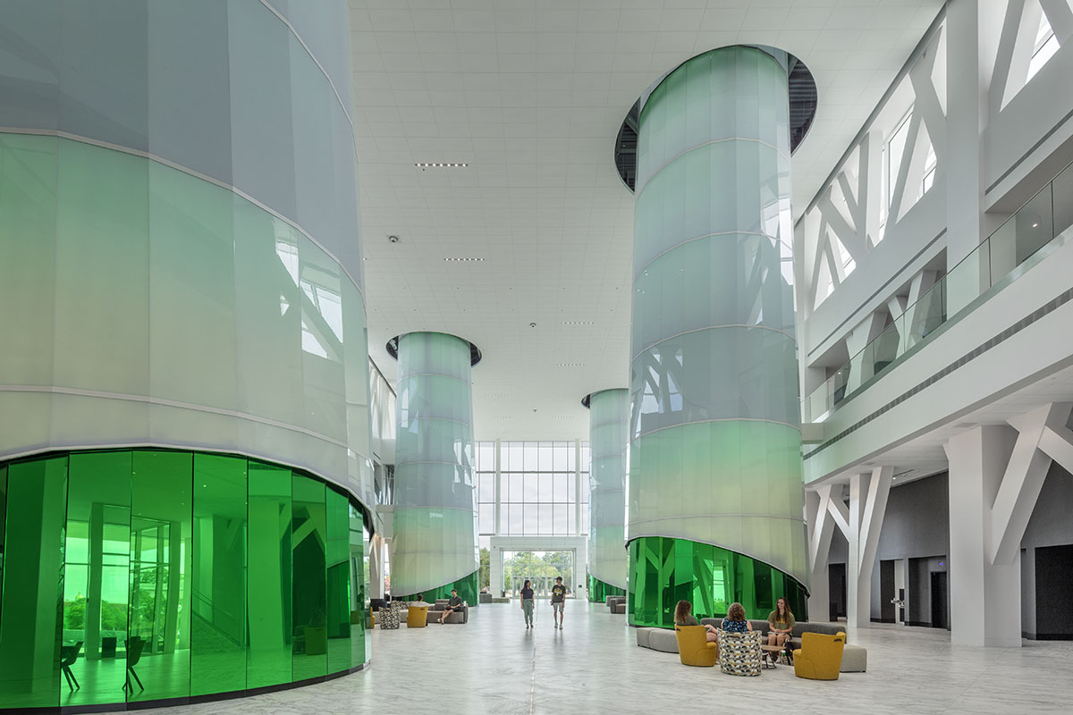 AIR-board columns at Baylor's Hurd Welcome Center AIR-board columns at Baylor's Hurd Welcome Center