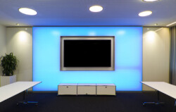 AIR-board acoustic backlit wall in conference room AIR-board acoustic backlit wall in conference room