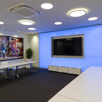 AIR-board acoustic backlit wall in conference room AIR-board acoustic backlit wall in conference room