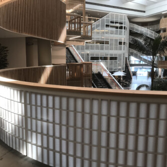 AIR-board Acoustic translucent honeycomb panels as interior balcony facade AIR-board Acoustic translucent honeycomb panels as interior balcony facade