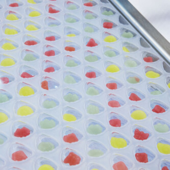 Moxie Surfaces - Bespoke clear-PEP panel - jelly beans in core Moxie Surfaces - Bespoke clear-PEP panel - jelly beans in core