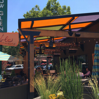 Multicolor translucent canopy using clear-PEP panels Multicolor translucent canopy using clear-PEP panels