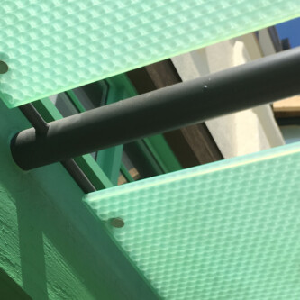 Green clear-PEP satin translucent honeycomb panels: Weatherproof Sunshades for Restaurants Green clear-PEP satin translucent honeycomb panels: Weatherproof Sunshades for Restaurants