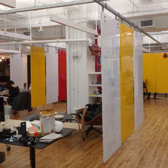 vibrant colored clear-PEP panels used as office separators vibrant colored clear-PEP panels used as office separators