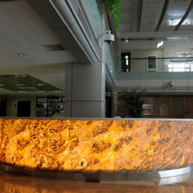 AIR-board Stone Light as a backlit reception desk AIR-board Stone Light as a backlit reception desk